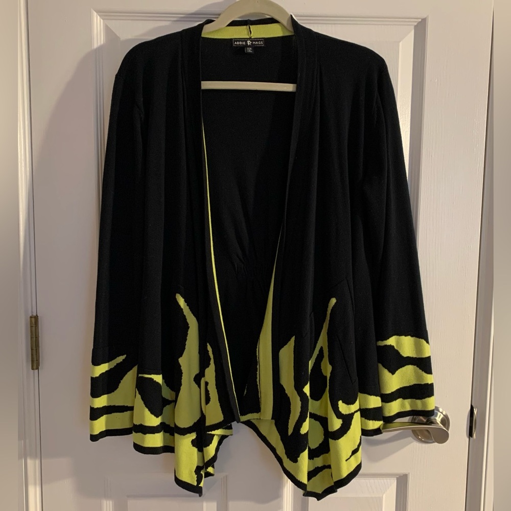 Abbie Mags black and chartreuse cardigan…..very good condition!